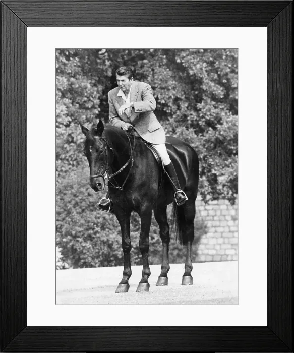 Framed Print : Ronald Reagan, US President, on horseback Framed Print : Ronald Reagan, US President, on horseback