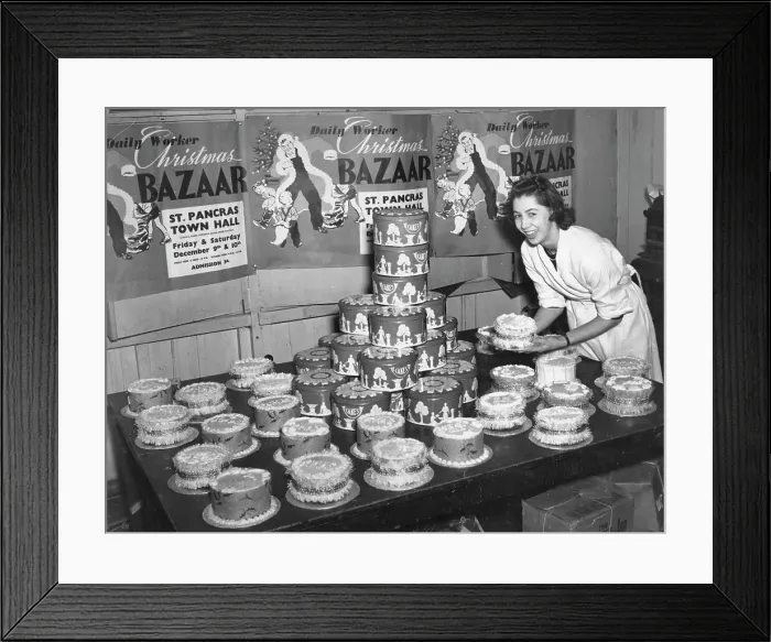 Framed Print : Biddy Pearson at Daily Worker Christmas Bazaar, London Framed Print : Biddy Pearson at Daily Worker Christmas Bazaar, London