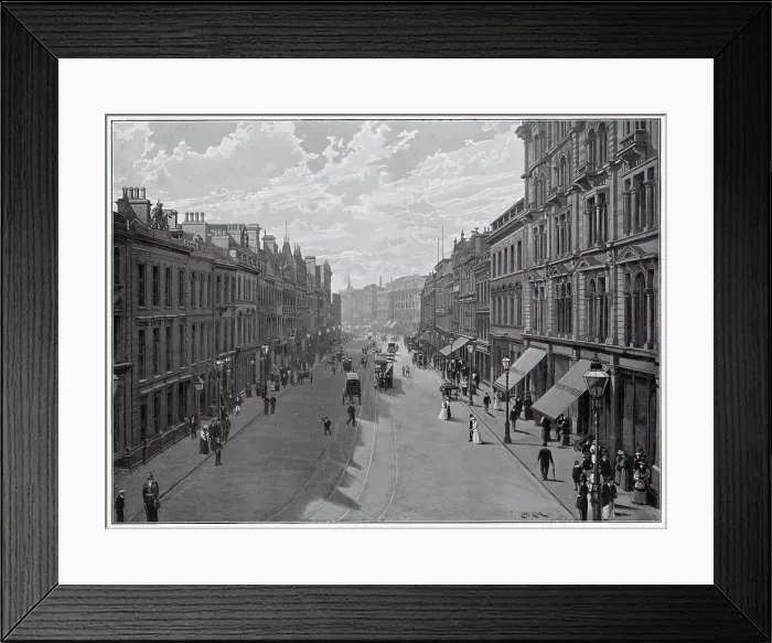Framed Print : Donegal Place in Belfastwith its thoroughfare of shops. Date: late 1890s Framed Print : Donegal Place in Belfastwith its thoroughfare of shops. Date: late 1890s