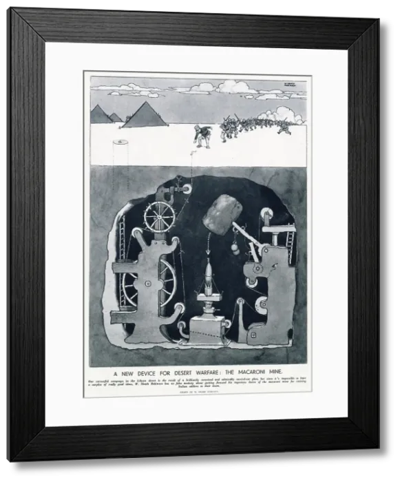 Framed Print : Successful campaign in the Libyan desert. Italian soldiers about to trigger an underground device. Date: 1941 Framed Print : Successful campaign in the Libyan desert. Italian soldiers about to trigger an underground device. Date: 1941