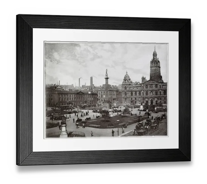 Framed Print : George Square, Glasgow with the City Chambers or Municipal Buildings that was built i 1889. Date: 1890s Framed Print : George Square, Glasgow with the City Chambers or Municipal Buildings that was built i 1889. Date: 1890s