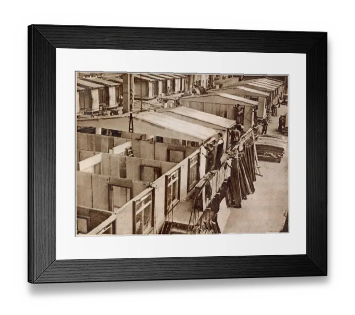 Framed Print : Temporary buildings after World War Two under construction at the Bristol Aeroplane Company's factory at Barwell. Date: 1947 Framed Print : Temporary buildings after World War Two under construction at the Bristol Aeroplane Company's factory at Barwell. Date: 1947
