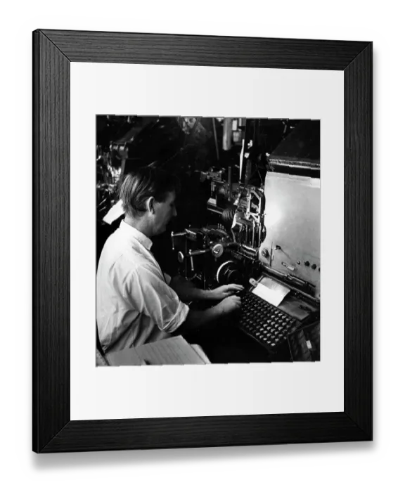 Framed Print : Newspaper press linotype operator Framed Print : Newspaper press linotype operator