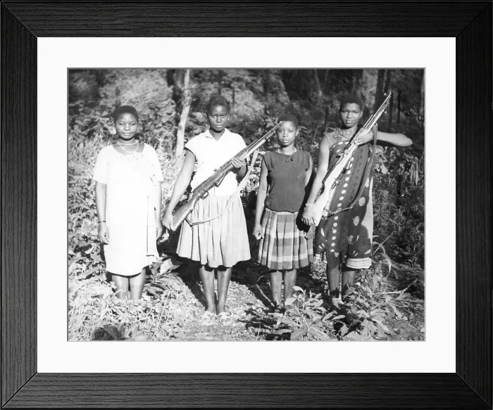 Framed Print : Young African women with guns Framed Print : Young African women with guns