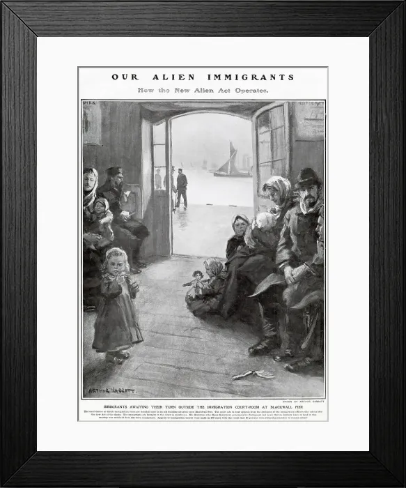 Framed Print : Immigrants Awaiting Outside Court-Room, Blackwall Pier 1906 Framed Print : Immigrants Awaiting Outside Court-Room, Blackwall Pier 1906