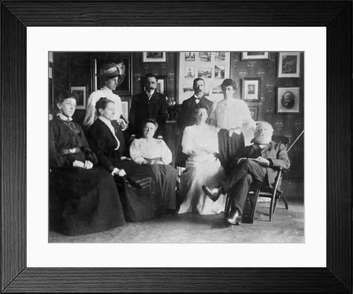 Framed Print : Opening of Julia's Bureau, with W T Stead and staff Framed Print : Opening of Julia's Bureau, with W T Stead and staff