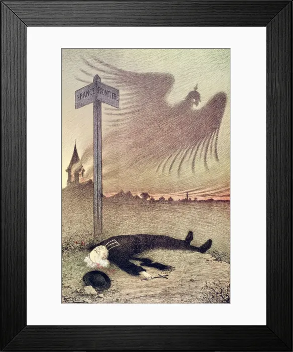 Framed Print : Cartoon, first German victory, Moineville, WW1 Framed Print : Cartoon, first German victory, Moineville, WW1