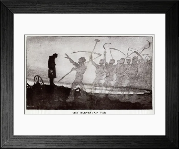 Framed Print : Cartoon, The Harvest of War, WW1 Framed Print : Cartoon, The Harvest of War, WW1