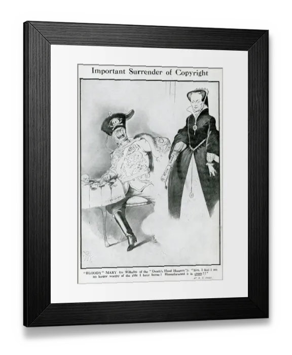 Framed Print : Cartoon, Important Surrender of Copyright, WW1 Framed Print : Cartoon, Important Surrender of Copyright, WW1