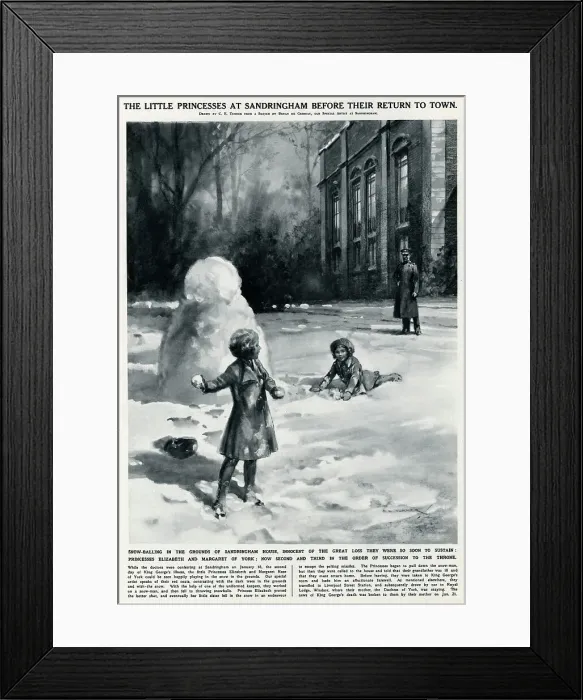 Framed Print : Princess Elizabeth & Margaret in snow at Sandringham Framed Print : Princess Elizabeth & Margaret in snow at Sandringham