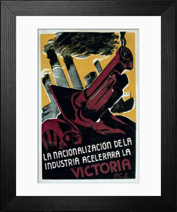 Framed Print : Spanish Civil War (1936-1939). The nationalization Framed Print : Spanish Civil War (1936-1939). The nationalization