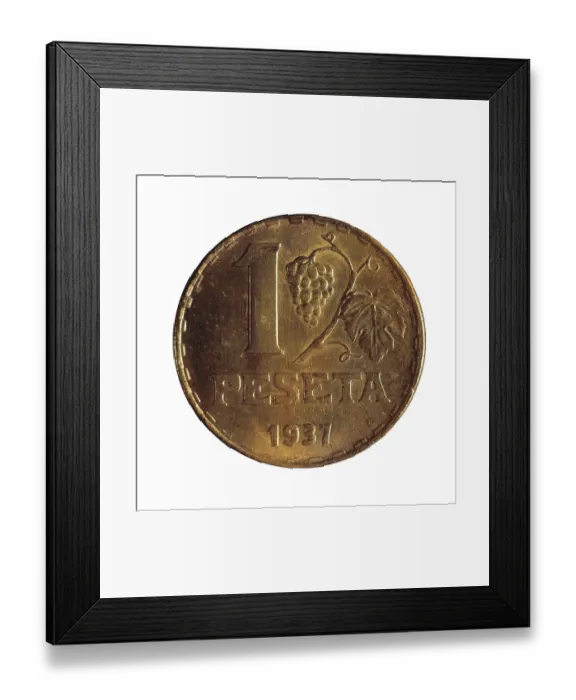 Framed Print : 1 peseta coin (Spain, 1937). SPAIN. Barcelona
