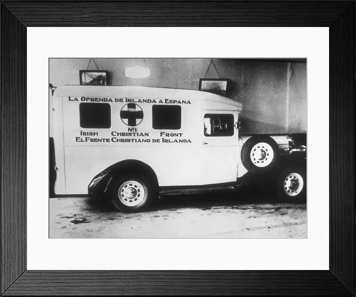 Framed Print : Spanish Civil War (1936-1939). Ambulance given Framed Print : Spanish Civil War (1936-1939). Ambulance given