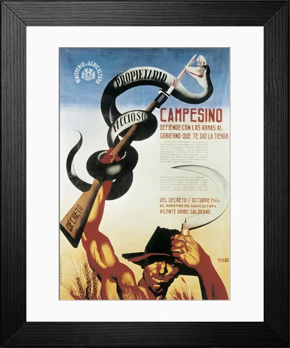 Framed Print : Spanish Civil War (1936-1939). Campesino, defiende Framed Print : Spanish Civil War (1936-1939). Campesino, defiende