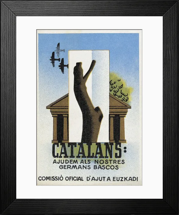Framed Print : Spanish Civil War (1936-1939). Catalans: ajudem Framed Print : Spanish Civil War (1936-1939). Catalans: ajudem