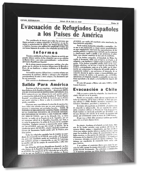 Spanish Civil War (1936-1939). Evacuacion de
