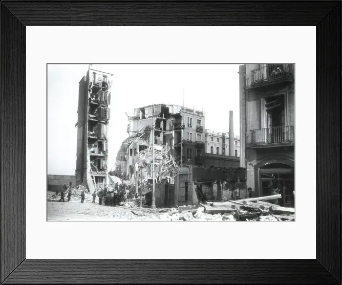Framed Print : Spain. Civil War. Bombardment of Barcelona (March) Framed Print : Spain. Civil War. Bombardment of Barcelona (March)