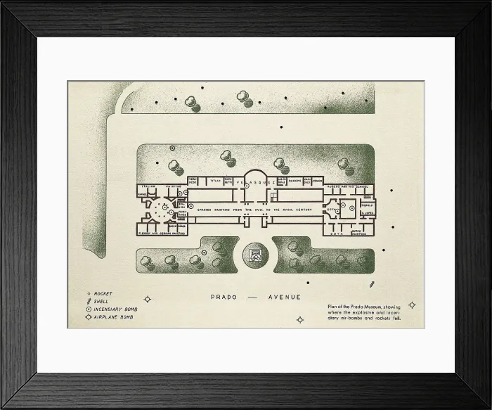 Framed Print : Spanish Civil War (1936-1939). Map of the Prado Framed Print : Spanish Civil War (1936-1939). Map of the Prado