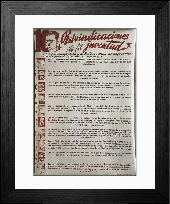 Framed Print : Spanish Civil War 10 Demands Of Youth Presented Framed Print : Spanish Civil War 10 Demands Of Youth Presented