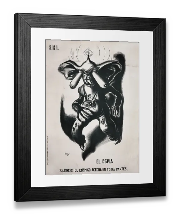 Framed Print : Spanish Civil War (1936-1939). El Espia. Silencio! Framed Print : Spanish Civil War (1936-1939). El Espia. Silencio!