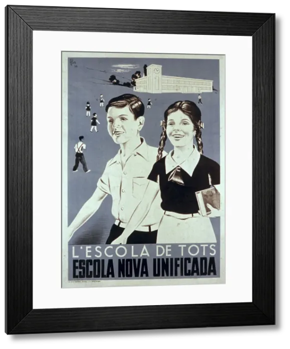 Framed Print : Spain. Civil War. L'Escola de Tots. Escola Nova Framed Print : Spain. Civil War. L'Escola de Tots. Escola Nova