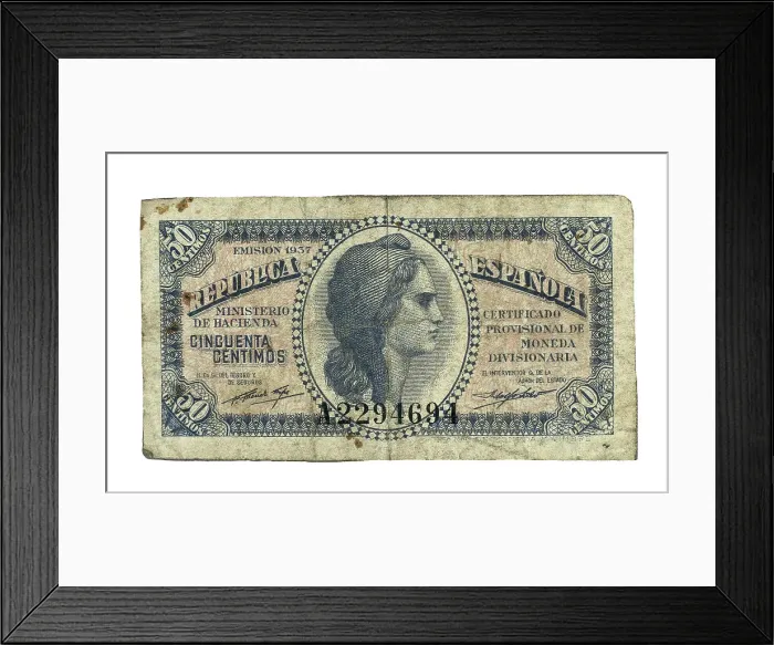 Framed Print : Second Spanish Republic. Obverse of a 50 cents Framed Print : Second Spanish Republic. Obverse of a 50 cents