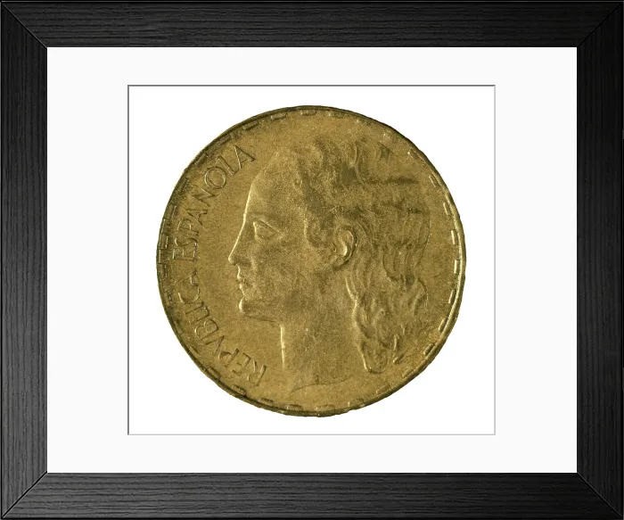 Framed Print : Spain. Republican coin of the Civil War (1936-39) Framed Print : Spain. Republican coin of the Civil War (1936-39)