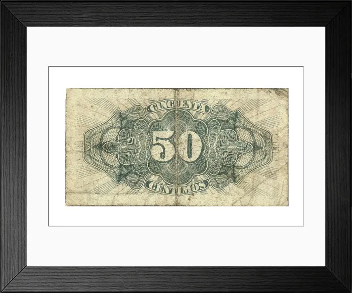 Framed Print : Second Spanish Republic. Reverse of a 50 cents Framed Print : Second Spanish Republic. Reverse of a 50 cents