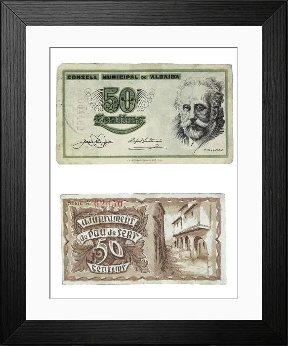 Framed Print : Spain. Civil War (1936-1939). 50 cents note issued Framed Print : Spain. Civil War (1936-1939). 50 cents note issued