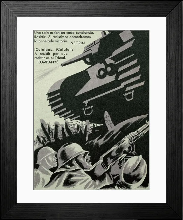 Framed Print : Spanish Civil War. Propaganda postcard for Framed Print : Spanish Civil War. Propaganda postcard for
