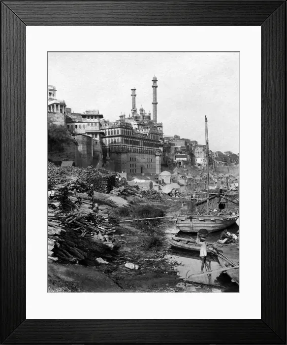 Framed Print : Wood for cremations, Benares (Varanasi), India Framed Print : Wood for cremations, Benares (Varanasi), India