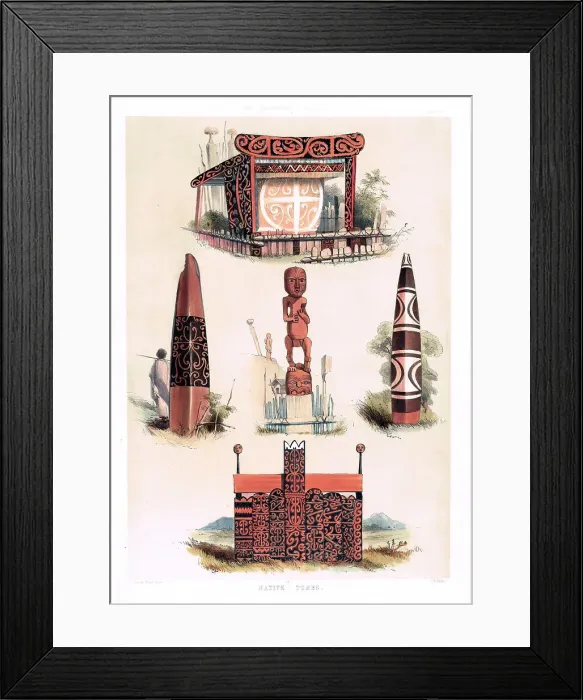 Framed Print : Five Maori Tombs - New Zealand