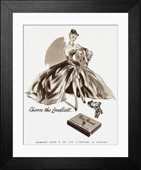 Framed Print : Advertisement for Bear Brand women's stockings. Date: 1954 Framed Print : Advertisement for Bear Brand women's stockings. Date: 1954