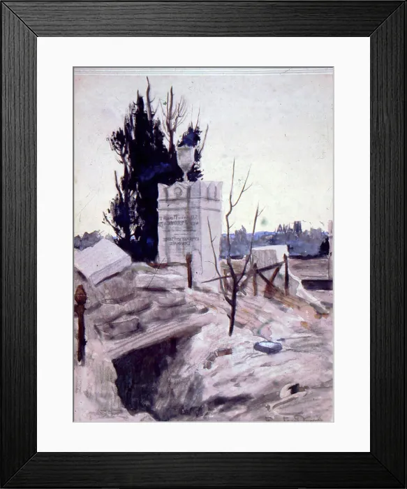 Framed Print : Peronne - German Dugouts in a churchyard, WW1 Framed Print : Peronne - German Dugouts in a churchyard, WW1