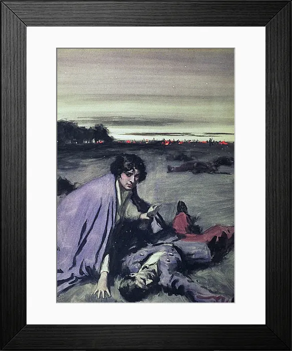 Framed Print : Woman with body of soldier on battlefield Framed Print : Woman with body of soldier on battlefield