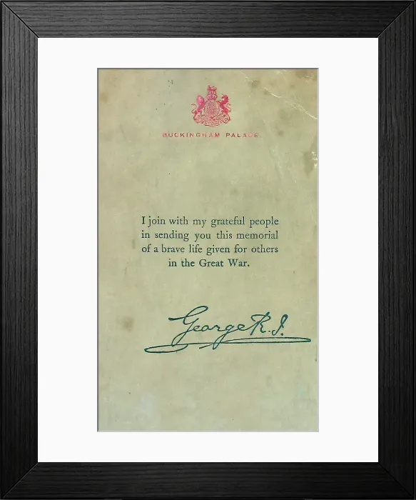 Framed Print : Memorial Scroll and letter - 2nd Lt Edward James Knight Framed Print : Memorial Scroll and letter - 2nd Lt Edward James Knight