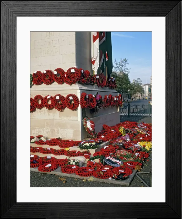 Framed Print : Poppies laid at The Cenotaph Framed Print : Poppies laid at The Cenotaph