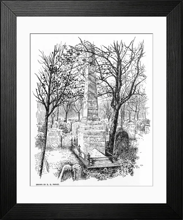 Framed Print : Monument to Daniel Defoe, Bunhill Fields, London Framed Print : Monument to Daniel Defoe, Bunhill Fields, London