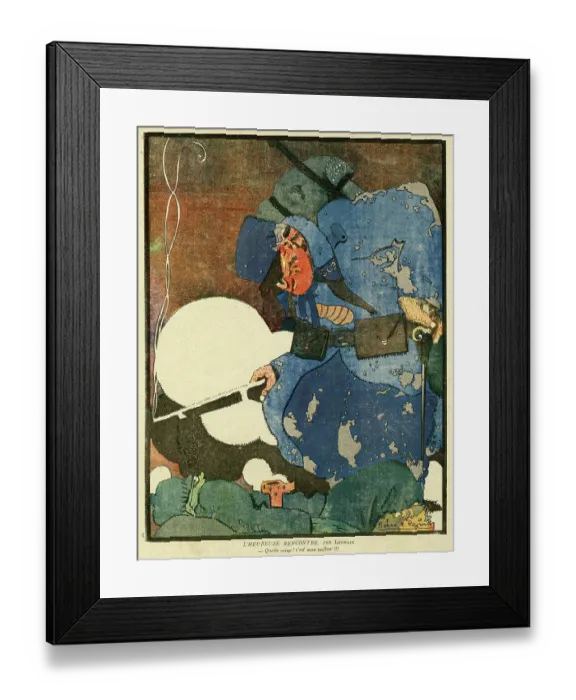 Framed Print : Cartoon, The happy meeting, WW1 Framed Print : Cartoon, The happy meeting, WW1
