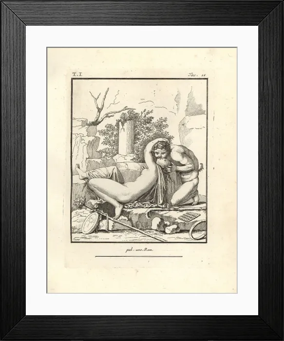 Framed Print : A bacchant surprised by a faun in a desolate mountain spot Framed Print : A bacchant surprised by a faun in a desolate mountain spot