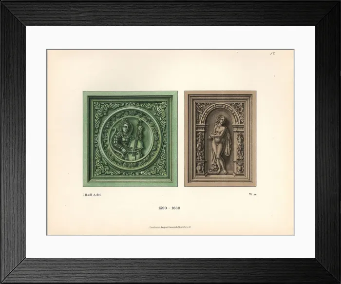 Framed Print : Decorative Dutch oven tiles, 17th century Framed Print : Decorative Dutch oven tiles, 17th century