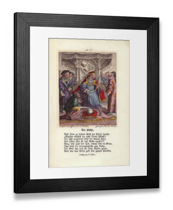 Framed Print : Death grabs the crown of the Emperor seated Framed Print : Death grabs the crown of the Emperor seated