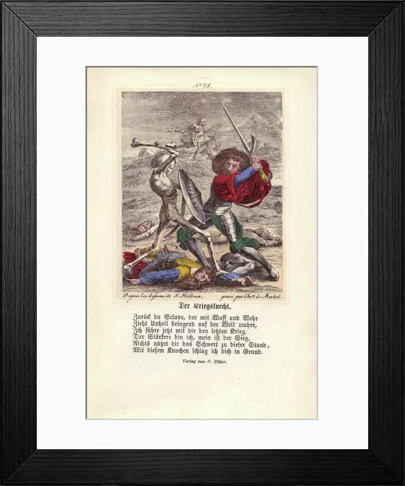 Framed Print : Death attacks a Soldier with a thigh-bone Framed Print : Death attacks a Soldier with a thigh-bone