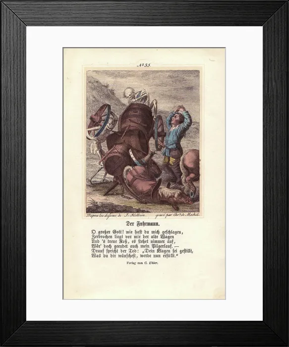 Framed Print : Death surprises the Waggoner as he transports Framed Print : Death surprises the Waggoner as he transports