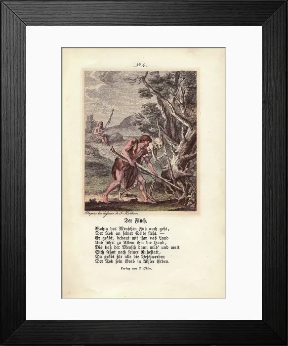 Framed Print : The Curse: Adam is digging in the ground, assisted by Death Framed Print : The Curse: Adam is digging in the ground, assisted by Death