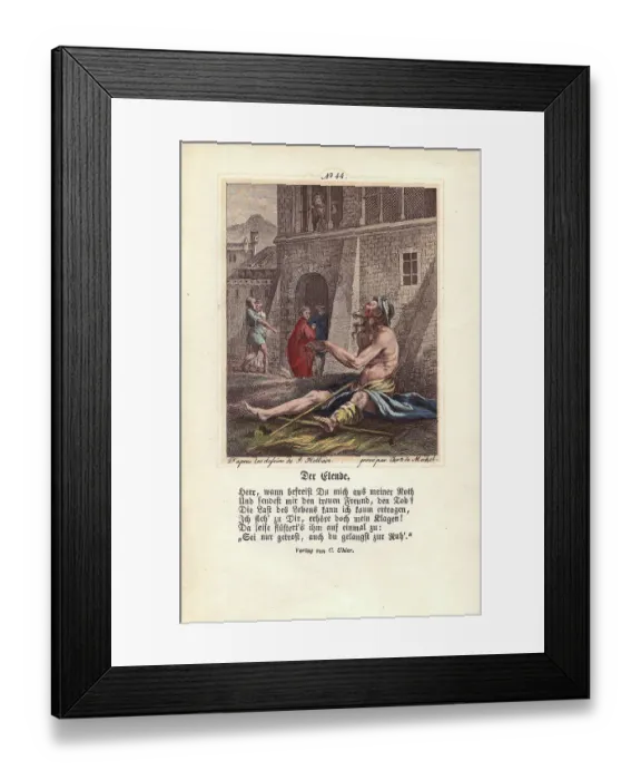 Framed Print : The Beggar sits forlornly on his crutches outside Framed Print : The Beggar sits forlornly on his crutches outside
