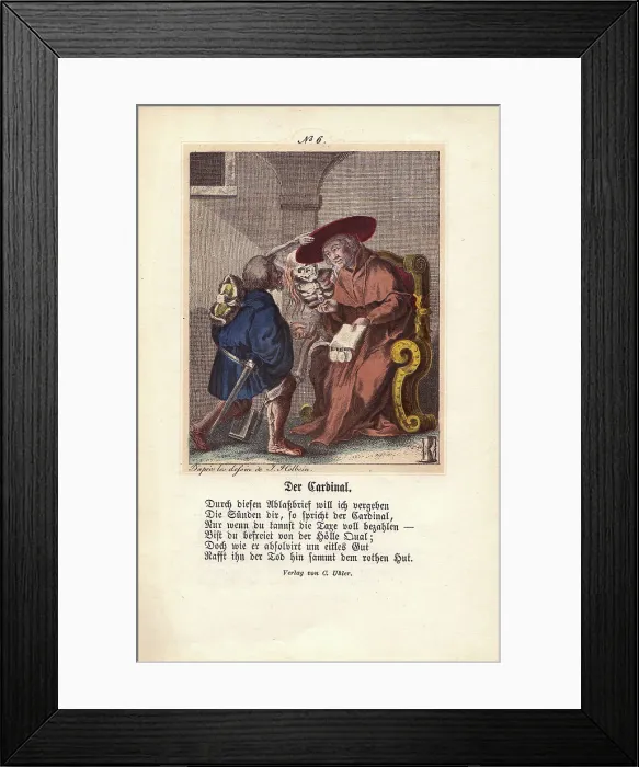 Framed Print : Death taking the hat of the Cardinal as he Framed Print : Death taking the hat of the Cardinal as he