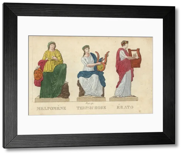 Framed Print : Melpomene, Terpsichore and Erato, Greek muses Framed Print : Melpomene, Terpsichore and Erato, Greek muses