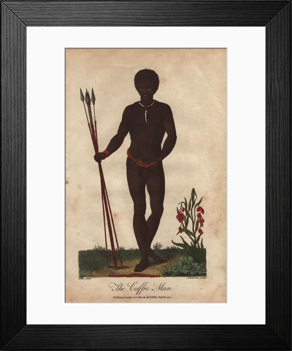 Framed Print : Native of South Africa holding three spears Framed Print : Native of South Africa holding three spears