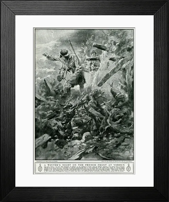 Framed Print : Winter night on the French front at Verdun 1917 Framed Print : Winter night on the French front at Verdun 1917